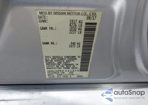 2018 Nissan Altima 2.5 Sv z USA, uszkodzony, nr VIN 1N4AL3AP9JC119373